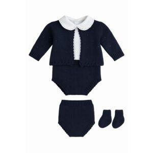 Conjunto tricot azul marinho com 4 peças