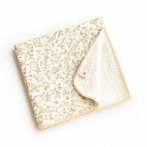 Manta Swaddle de Musseline Dupla – Algodão Orgânico com Barrado Trabalhado