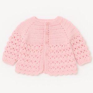 Casaquinho de Crochê Rosa Bebê